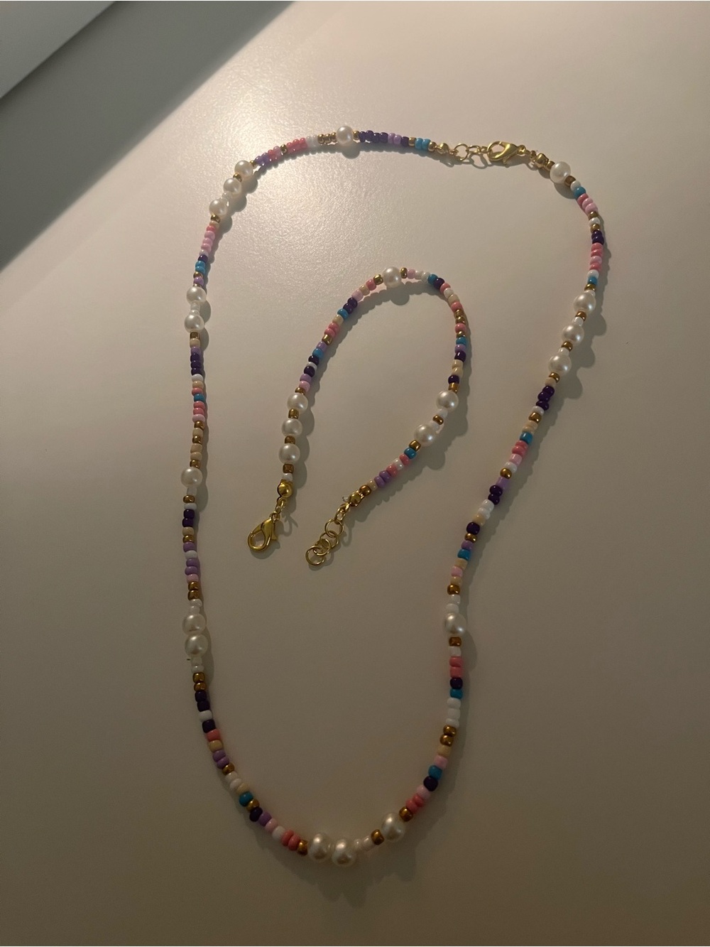 Gold-Accented Multicolor Beaded Pearl Necklace (Women)